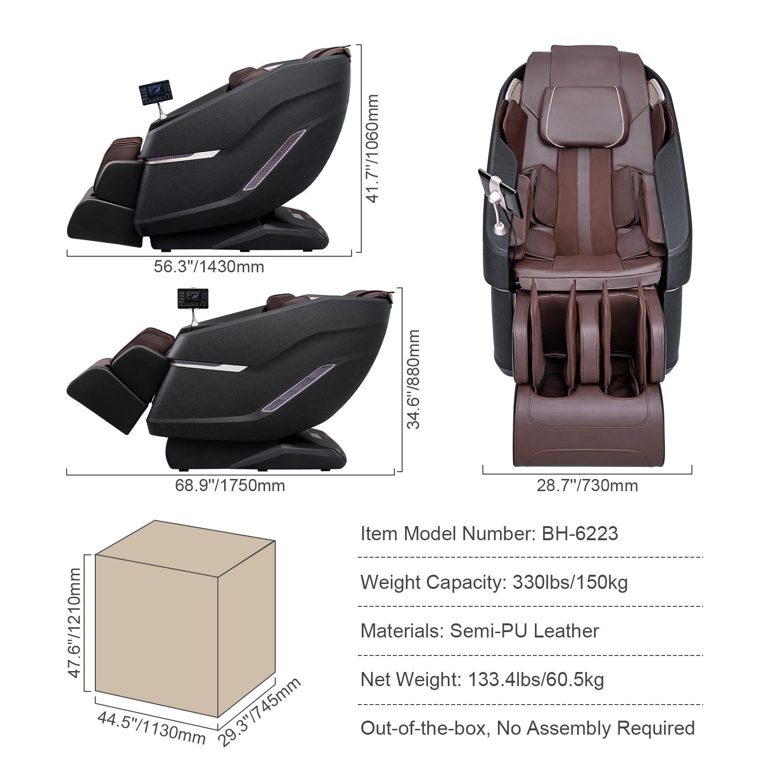 Full Body Massage Chair Zero Gravity 3D Shiatsu Recliner Sl-Track Heat, AI Voice