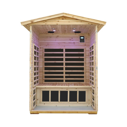 Thermora Vexa Luxury 2-Person Outdoor Low EMF Hemlock Infrared Sauna With Bluetooth And Chromotherapy Light (SAK97318)