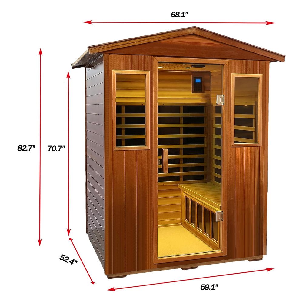 Thermora Luma Premium 4-Person Luxury Low EMF Outdoor FAR Infrared Home Sauna With Bluetooth Audio, 2050W (SAK15372)