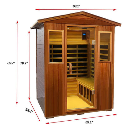 Thermora Luma Premium 4-Person Luxury Low EMF Outdoor FAR Infrared Home Sauna With Bluetooth Audio, 2050W (SAK15372)