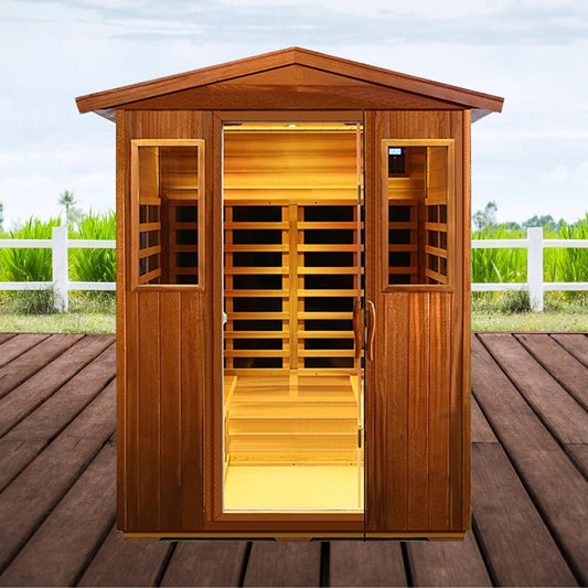 Thermora Luma Premium 4-Person Luxury Low EMF Outdoor FAR Infrared Home Sauna With Bluetooth Audio, 2050W (SAK15372)