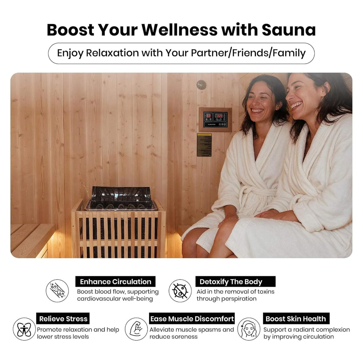 Varenna 6-Person Outdoor Traditional Carbonized Spruce Barrel Sauna (SAK14672)
