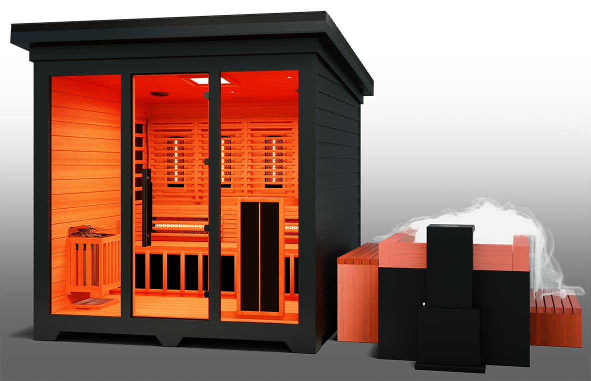 Nature X Black™ Combo 4 Person Dry-Steam-Infrared Sauna
