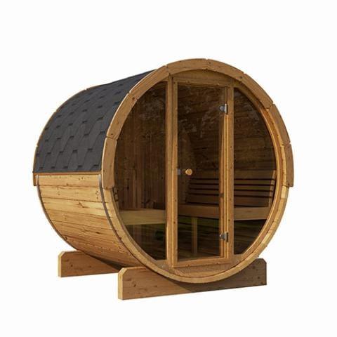SaunaLife Model E7G Barrel Sauna Glass Front | 4 Persons
