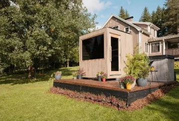 Thermasol Solaris - Tile Oak, 2-5 Person, Solar-Powered Outdoor Sauna