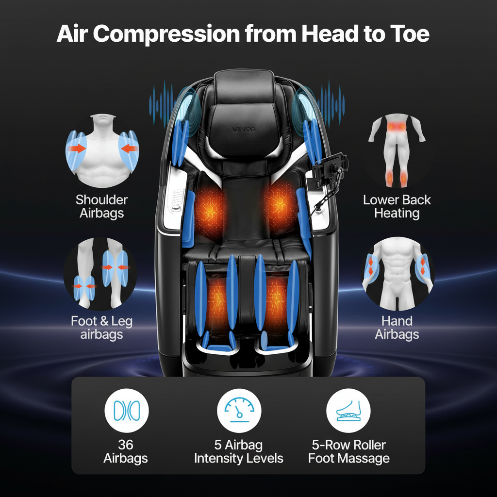 VEVOR Massage Chair Full Body 3D/4D Massage Recliner W/ Sl-Track & Yoga Stretch