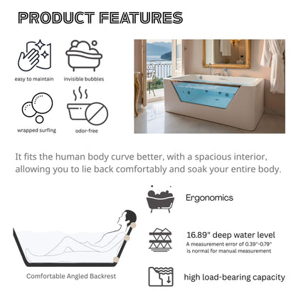 Alora Veloria 67-Inch 7-Jets Hydrotherapy Whirlpool Bathtub With Glass Panel (SAK13589)
