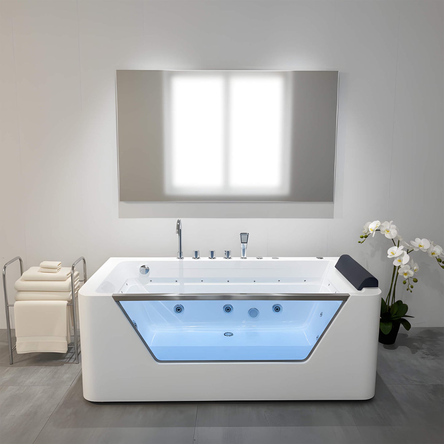 Alora Veloria 67-Inch 7-Jets Hydrotherapy Whirlpool Bathtub With Glass Panel (SAK13589)