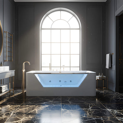 Alora Veloria 67-Inch 7-Jets Hydrotherapy Whirlpool Bathtub With Glass Panel (SAK13589)
