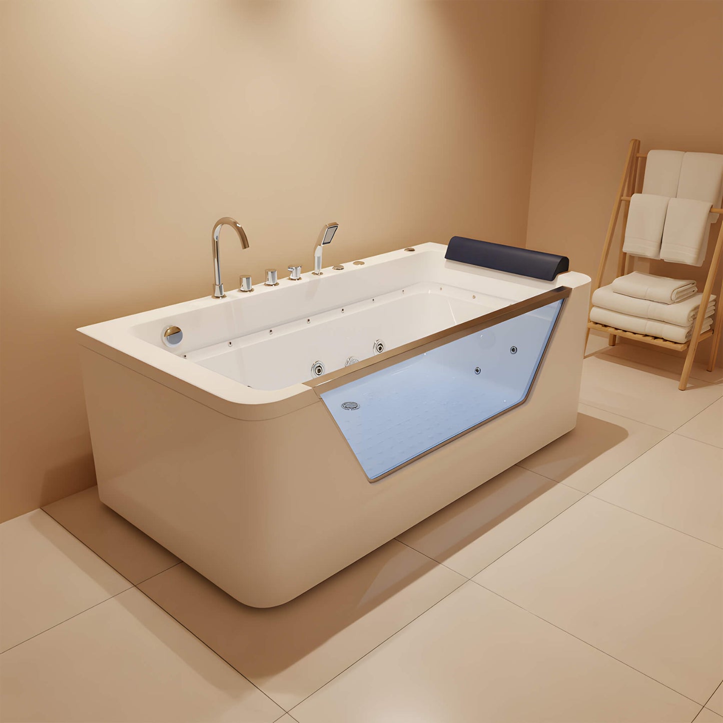Alora Veloria 67-Inch 7-Jets Hydrotherapy Whirlpool Bathtub With Glass Panel (SAK13589)