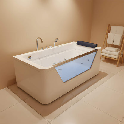 Alora Veloria 67-Inch 7-Jets Hydrotherapy Whirlpool Bathtub With Glass Panel (SAK13589)
