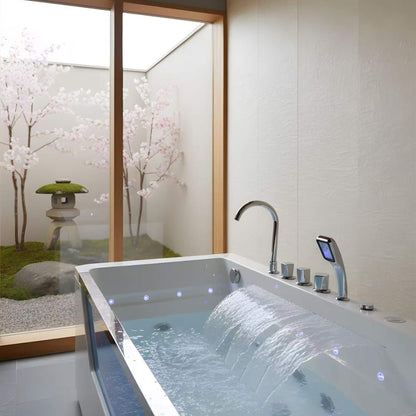 Alora Veloria 67-Inch 7-Jets Hydrotherapy Whirlpool Bathtub With Glass Panel (SAK13589)