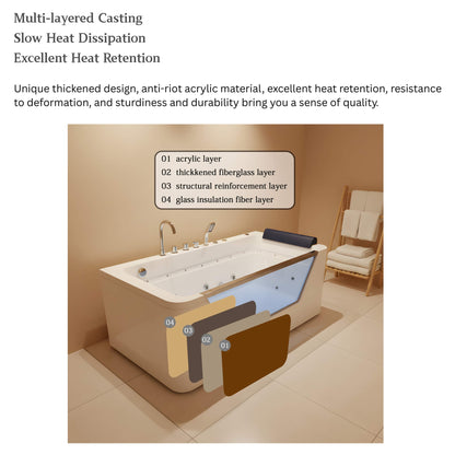 Alora Veloria 67-Inch 7-Jets Hydrotherapy Whirlpool Bathtub With Glass Panel (SAK13589)
