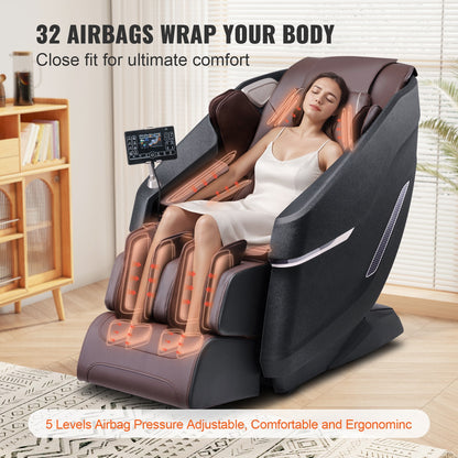Full Body Massage Chair Zero Gravity 3D Shiatsu Recliner Sl-Track Heat, AI Voice