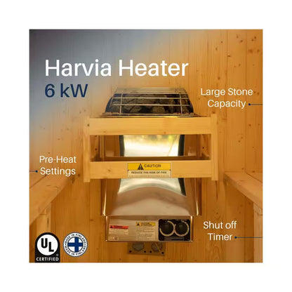 Outdoor Indoor Finland Pine Wet Dry Barrel Sauna 3-5 Person Front Porch Canopy 4.5 Kw ETL Certified Bitumen Shingle Roof