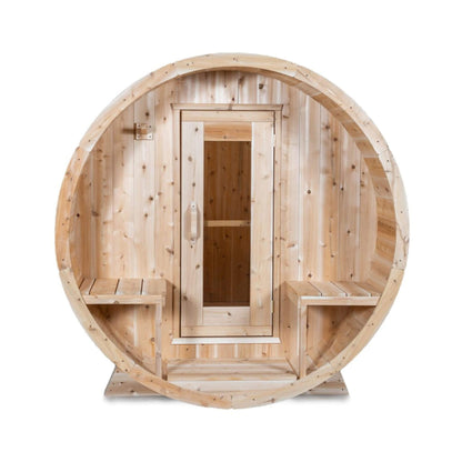 Dundalk Leisurecraft 4-Person Canadian Timber Serenity Barrel Sauna With Solid Wood Benches [CTC2245W] (SAK94862)