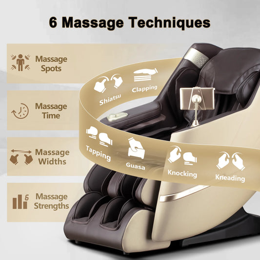 4D Massage Chair Full Body Zero Gravity, Massage Chairs and Recliners with Heated, SL Track, Bluetooth, APP Controller(Beige)