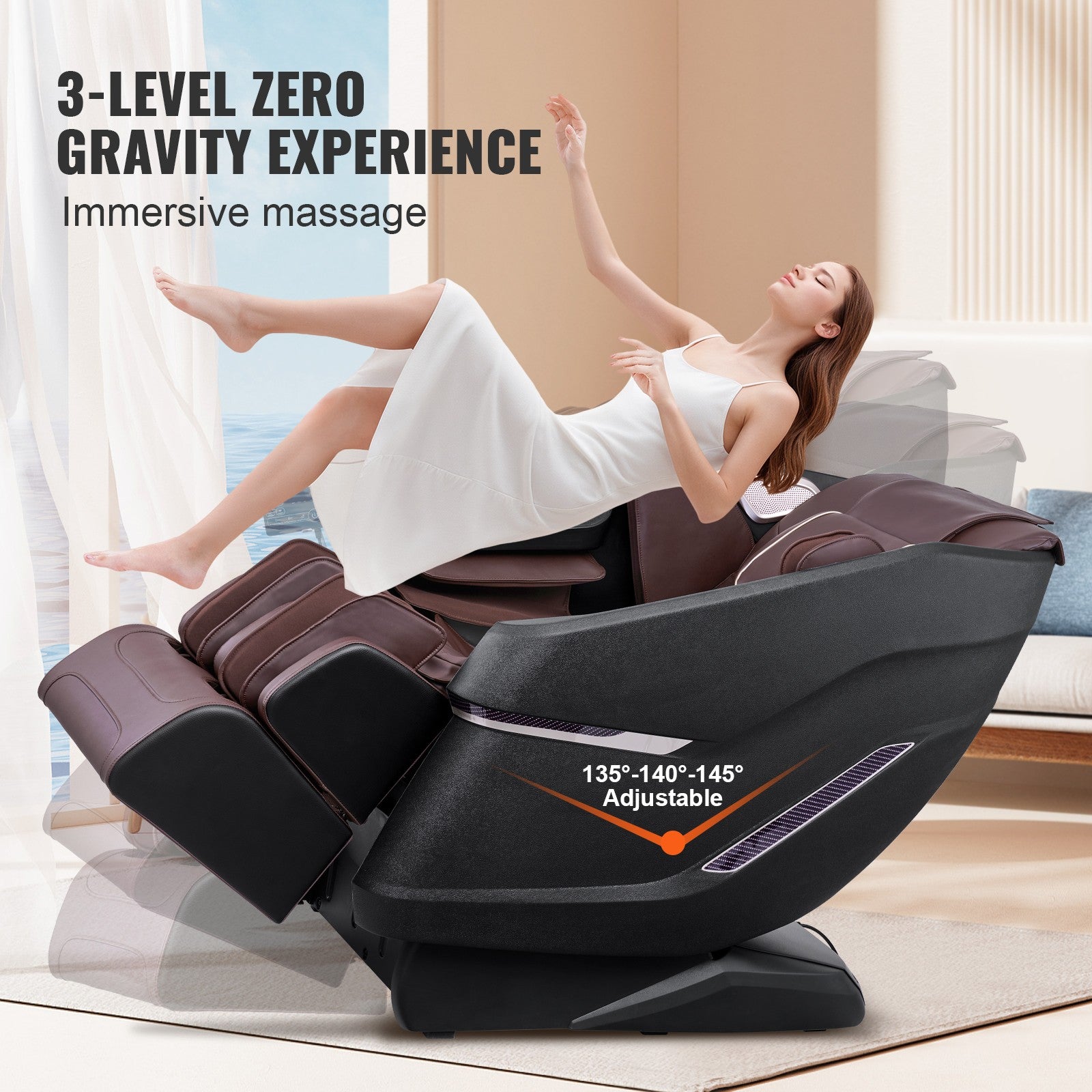 Full Body Massage Chair Zero Gravity 3D Shiatsu Recliner Sl-Track Heat, AI Voice