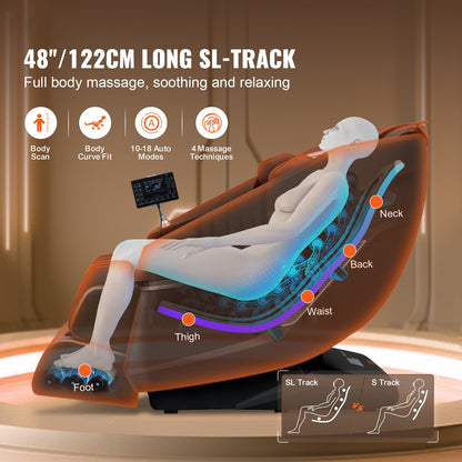 Full Body Massage Chair Zero Gravity 3D Shiatsu Recliner Sl-Track Heat, AI Voice