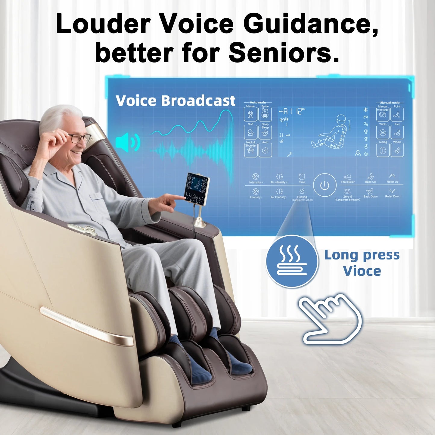 4D Massage Chair Full Body Zero Gravity, Massage Chairs and Recliners with Heated, SL Track, Bluetooth, APP Controller(Beige)