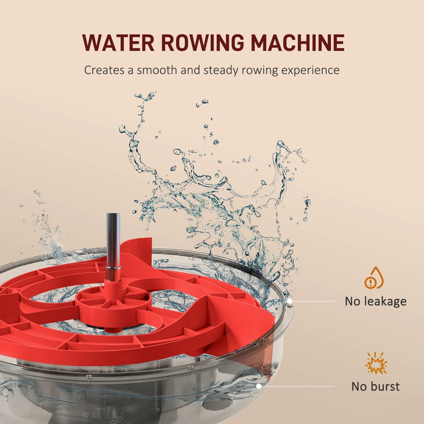 Rovix Foldable Water Rowing Machine With Adjustable Resistance, Wheels, LCD Monitor And Tablet Holder (SAK53758)