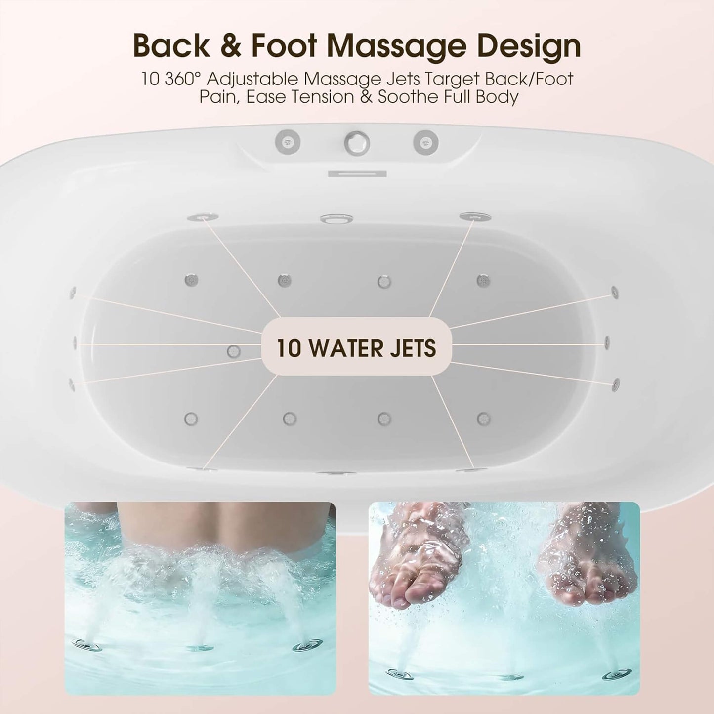 Alora Verano Freestanding Whirlpool Air Bubble LED Massage Bathtub (SAK84026)
