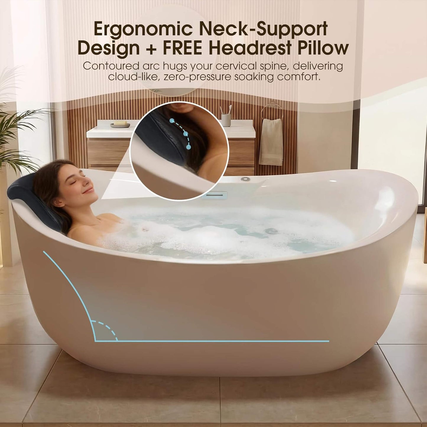 Alora Verano Freestanding Whirlpool Air Bubble LED Massage Bathtub (SAK84026)
