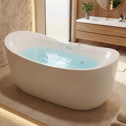 Alora Verano Freestanding Whirlpool Air Bubble LED Massage Bathtub (SAK84026)