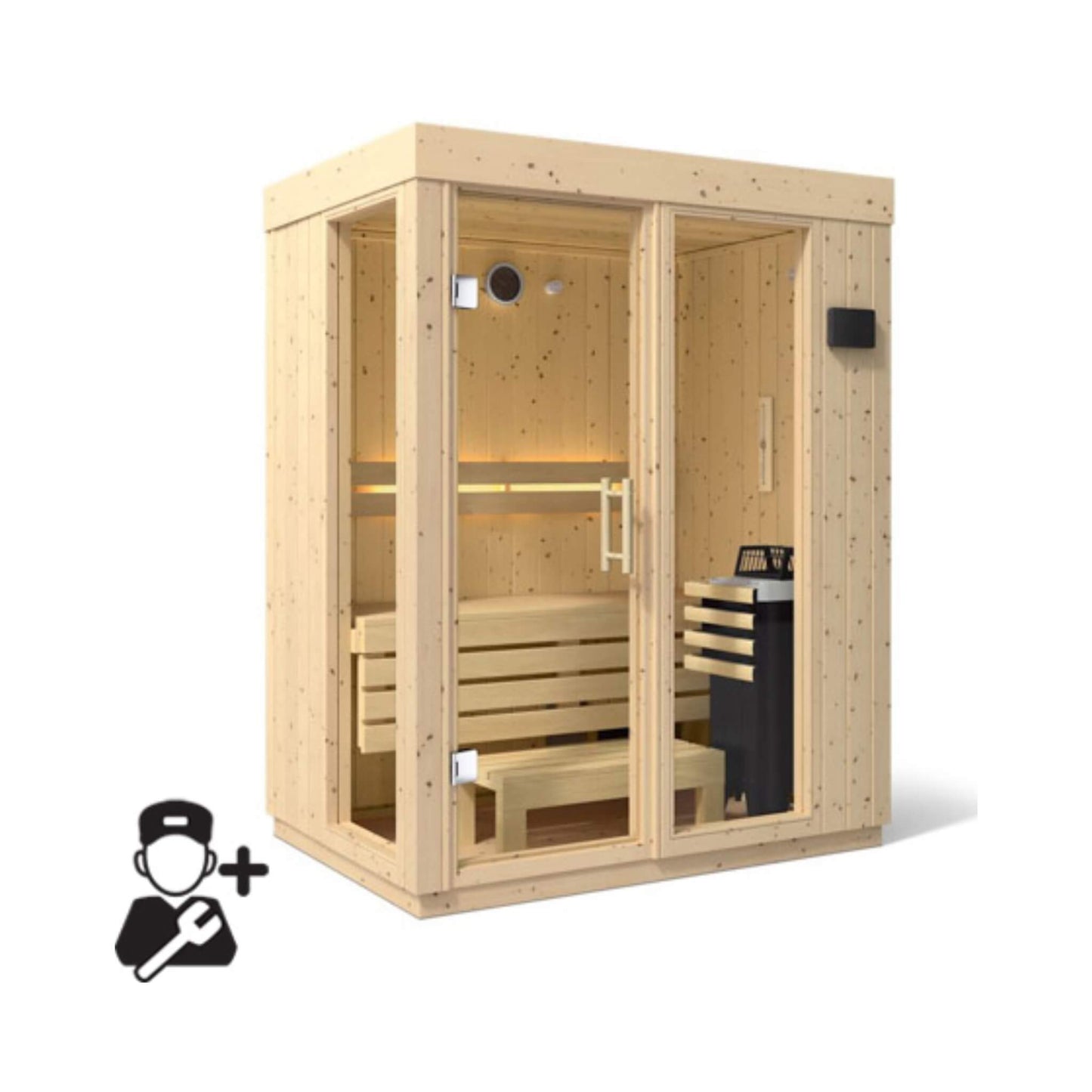 Kohler C1 Luxury Indoor Scandinavian Spruce Home Sauna Kit (SAK60418)