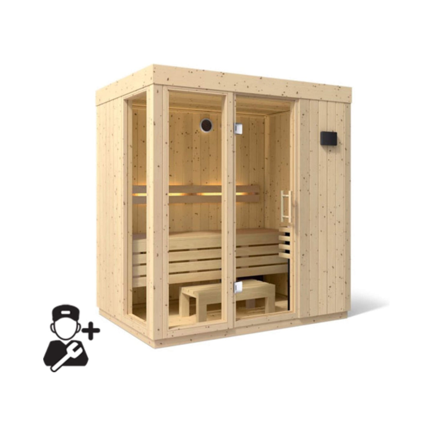 Kohler C1 Luxury Indoor Scandinavian Spruce Home Sauna Kit (SAK60418)