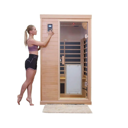 Thermora Ivara Luxury 2-Person Hemlock Wood FAR Infrared Sauna Room W/ Glass Door, 1750W (SAK81525)