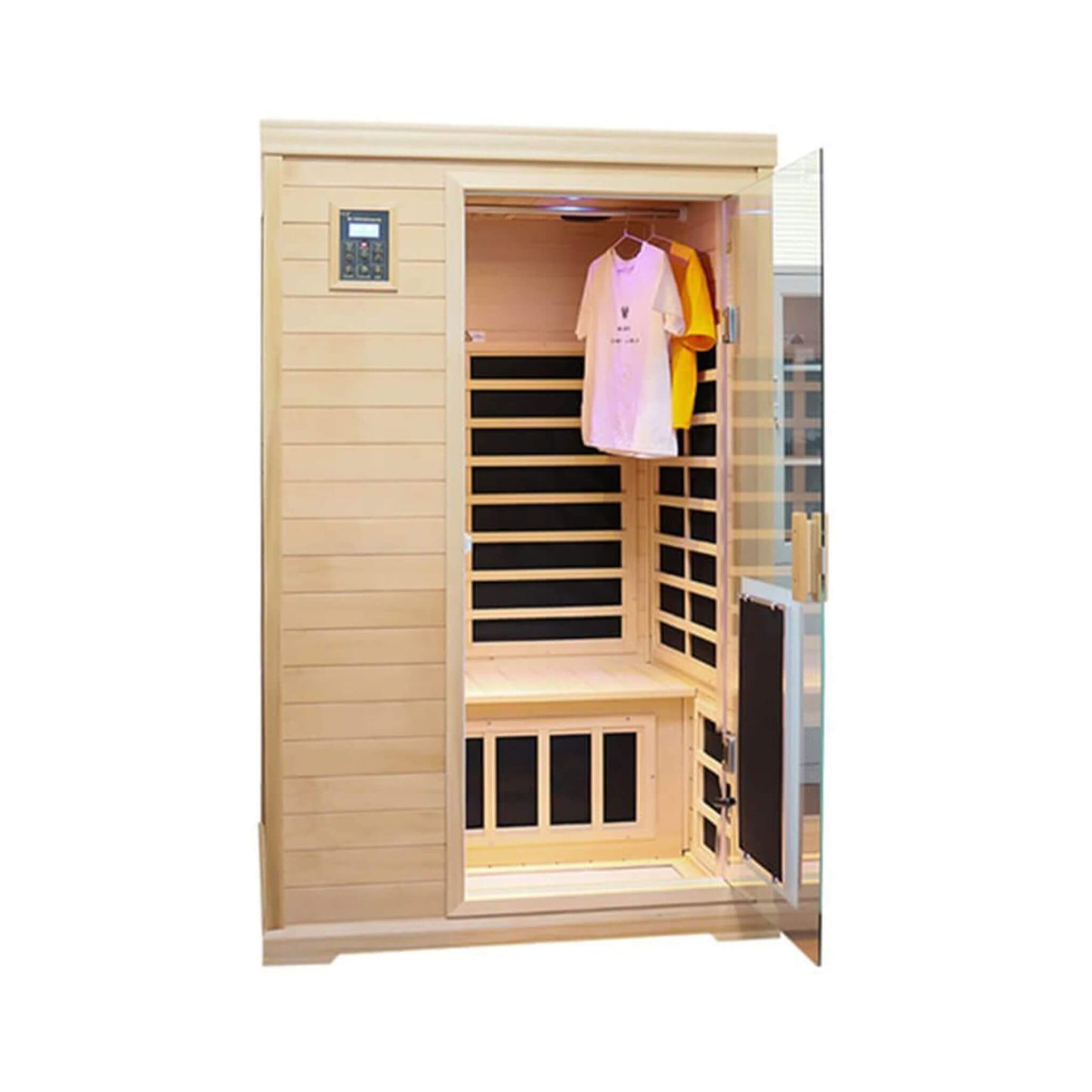 Thermora Ivara Luxury 2-Person Hemlock Wood FAR Infrared Sauna Room W/ Glass Door, 1750W (SAK81525)