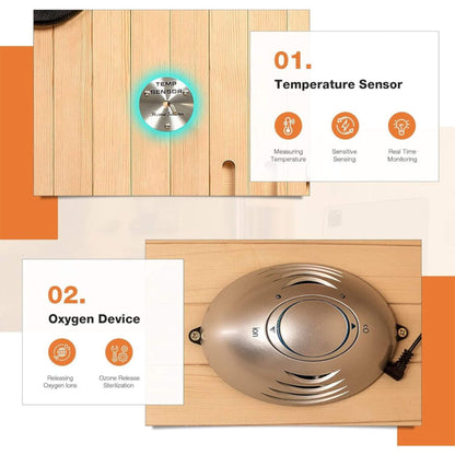 Thermora Valen Luxury 2-Person Low EMF FAR Infrared Heat Wood Home Personal Spa Sauna W/ Panoramic Tempered Glass, 2000W (SAK27481)