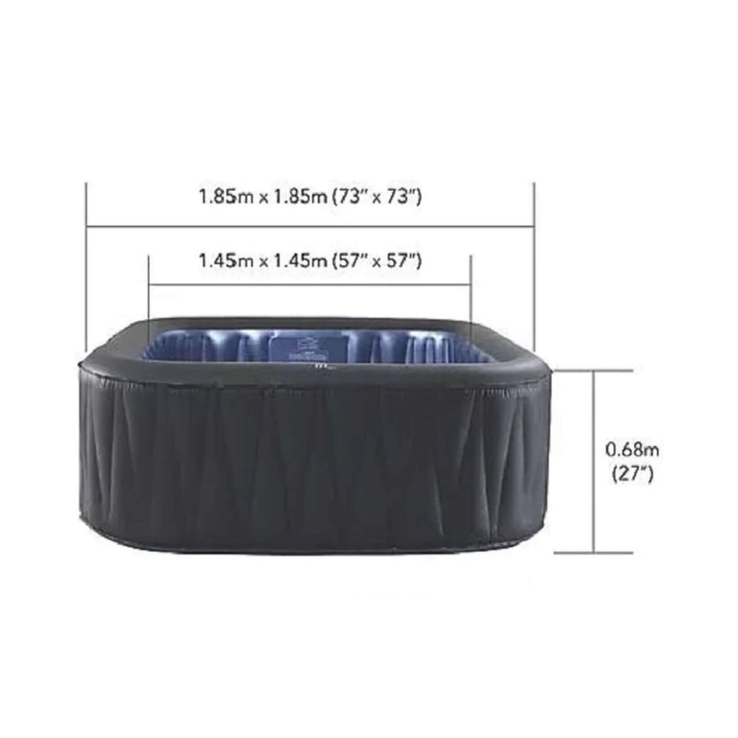 MSpa C-TE062 Tekapo Comfort Series Six-Person Inflatable Square Bubble Spa Hot Tub With 132 Bubble Jets (SAK80641)