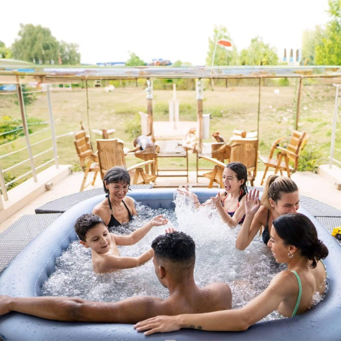 MSpa C-TE062 Tekapo Comfort Series Six-Person Inflatable Square Bubble Spa Hot Tub With 132 Bubble Jets (SAK80641)