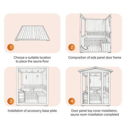 Solenne Outdoor 4-Person Traditional Cedar Steam Sauna With Sauna Heater (SAK71390)