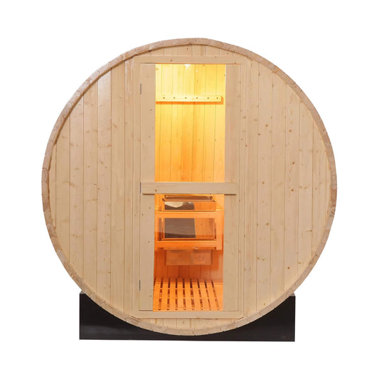 Thermora Haven Premium All-Weather Outdoor Pinewood Barrel Sauna Kit With 4.5KW Heater And Tempered Glass Window (SAK91462)