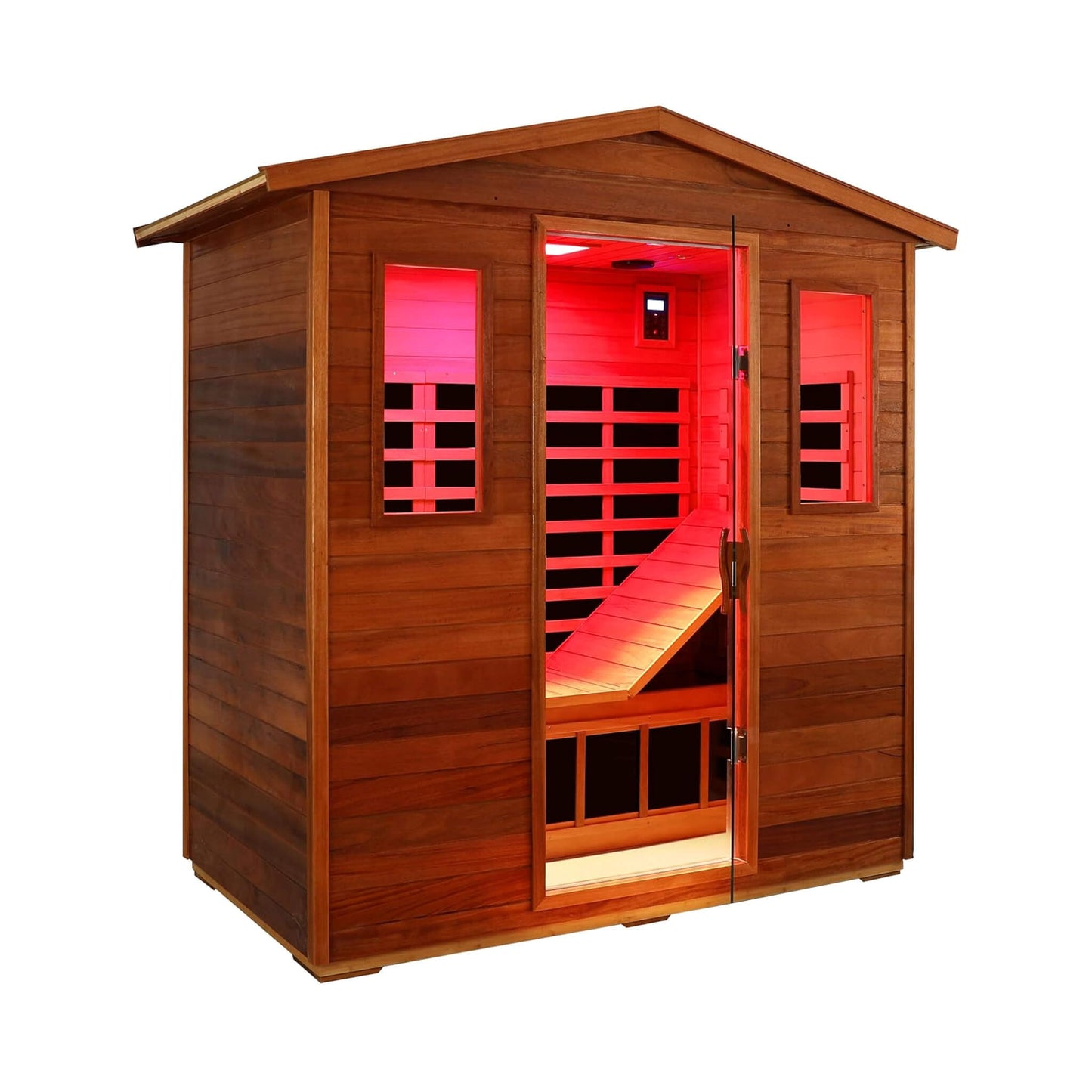 Thermora Vanta Luxury 3-Person Outdoor Mahogany Full Spectrum Ultra-Low EMF FAR Infrared Sauna With Chromotherapy And Bluetooth Speakers (SAK83460)