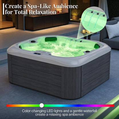 Premium 4-Person Outdoor Hot Tub W/ 23 Stainless Steel Jets (SAK29185)