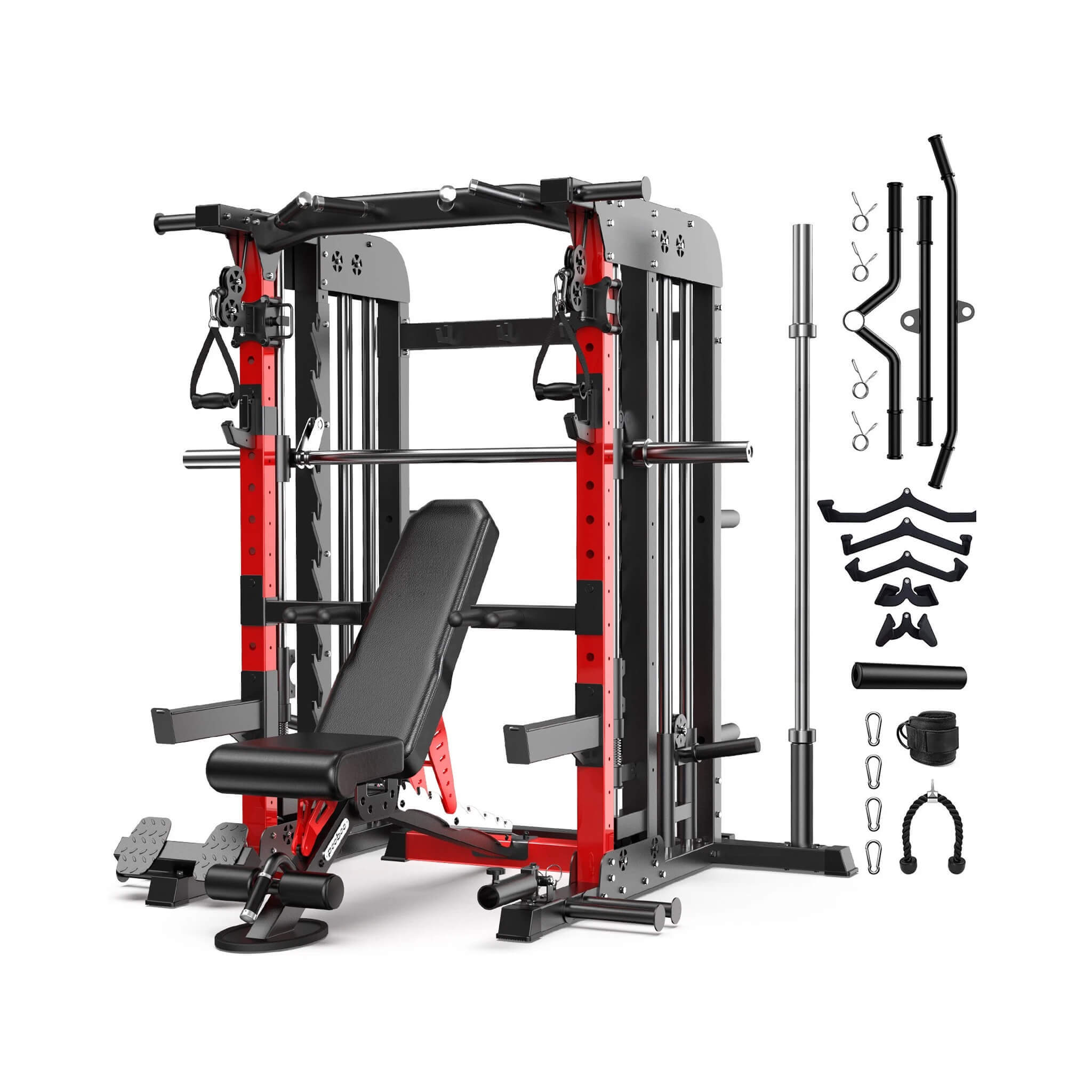 Rovix Premium 2000LBS All-In-One Squat Rack Power Cage With Smith Mach ...