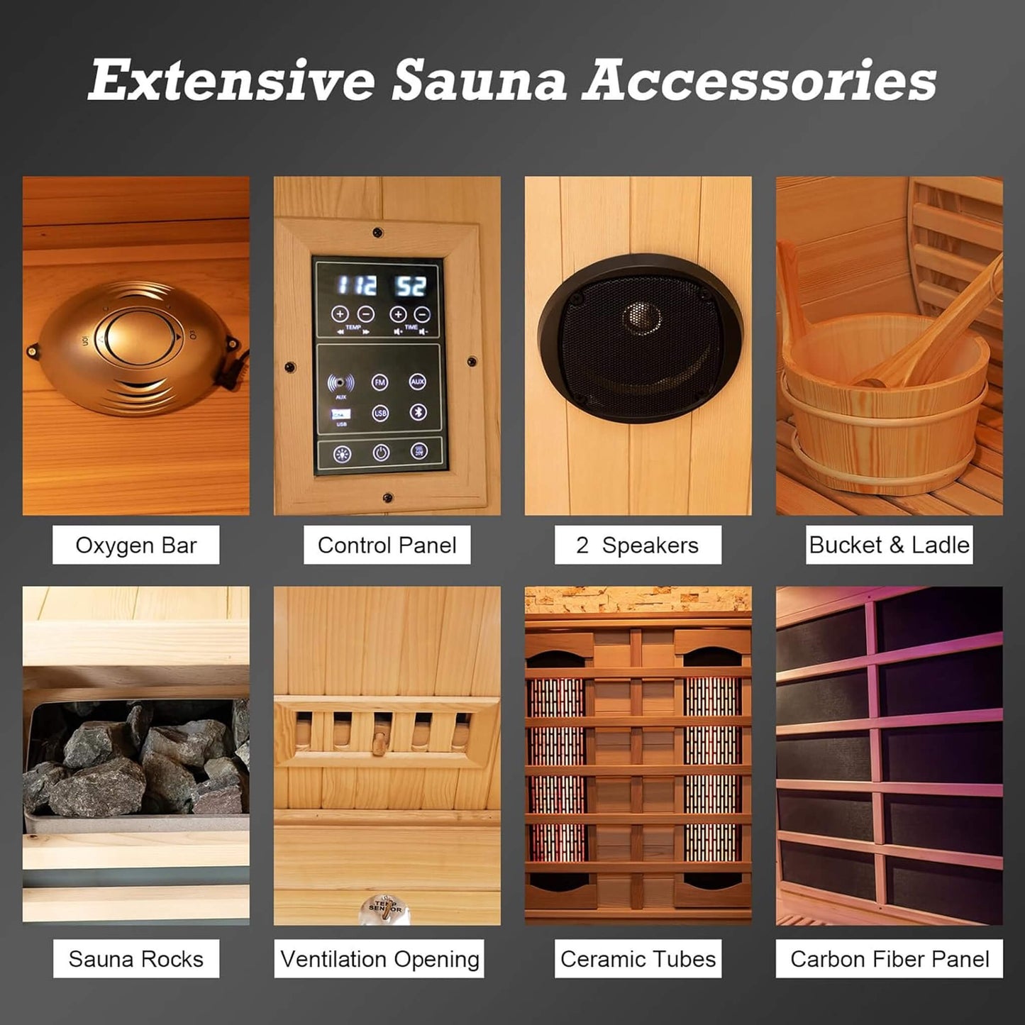 Rövia Aurora 3-Person Indoor Hybrid Sauna Room With Infrared And 4.5KW Steam Heater (SAK41592)