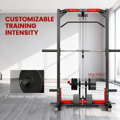 Rovix All-In-One Home Gym Squat Rack With Pull Up And Lat System (SAK95431)