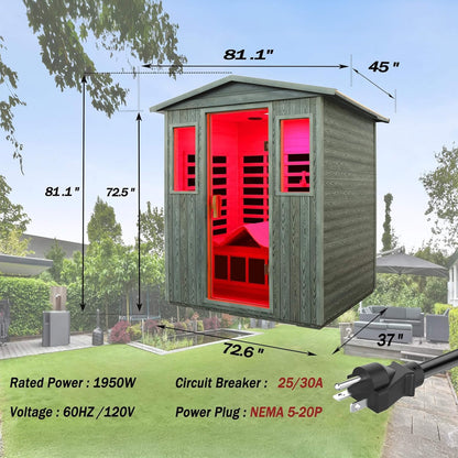 Thermora Nivea 3-Person Full-Spectrum Low EMF Carbonized Composite Infrared Sauna Room With Bluetooth Speakers (SAK85120)