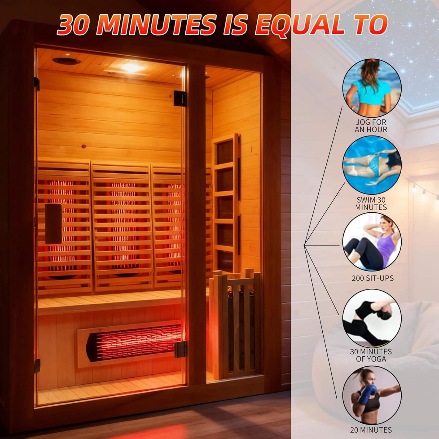 Rövia Luma 2-Person Indoor Hybrid Sauna Room With Infrared And 3.5KW Steam Heater (SAK83750)