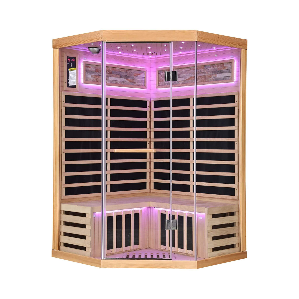 Ember Premium Canadian Hemlock 2-Person Indoor Infrared Sauna Room With Glass Front (SAK21495)