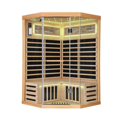 Ember Premium Canadian Hemlock 2-Person Indoor Infrared Sauna Room With Glass Front (SAK21495)