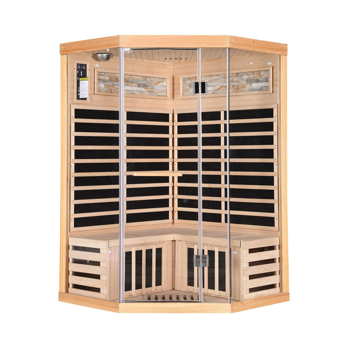 Ember Premium Canadian Hemlock 2-Person Indoor Infrared Sauna Room With Glass Front (SAK21495)