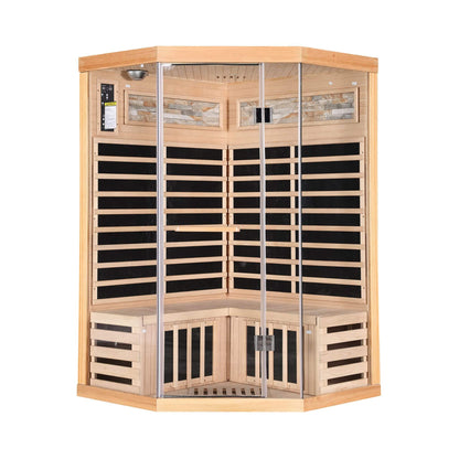 Ember Premium Canadian Hemlock 2-Person Indoor Infrared Sauna Room With Glass Front (SAK21495)
