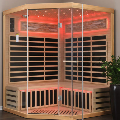 Aura Premium Canadian Hemlock Pentagonal Indoor Infrared Sauna Room With Glass Front (SAK98673)