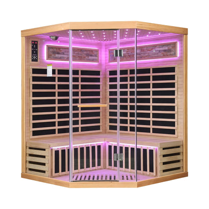 Aura Premium Canadian Hemlock Pentagonal Indoor Infrared Sauna Room With Glass Front (SAK98673)